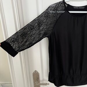 3 for $20 Zara black half lace sleeves top
